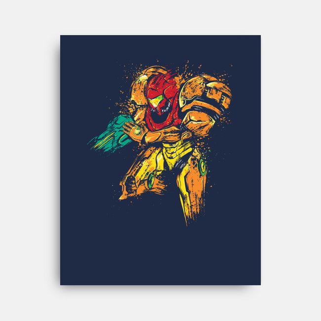 Splattered Bounty Hunter-none stretched canvas-DrMonekers