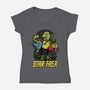 Star T-Rex-womens v-neck tee-Captain Ribman