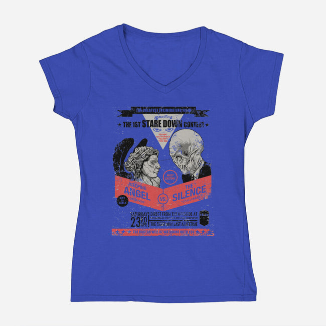 Stare Down Contest-womens v-neck tee-zerobriant