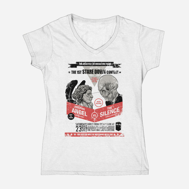 Stare Down Contest-womens v-neck tee-zerobriant