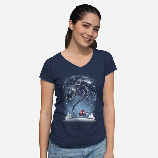Starry Dragon Sky-womens v-neck tee-ChocolateRaisinFury