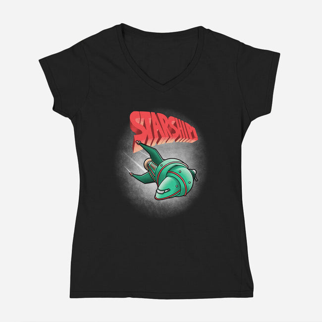 Starship-womens v-neck tee-trheewood