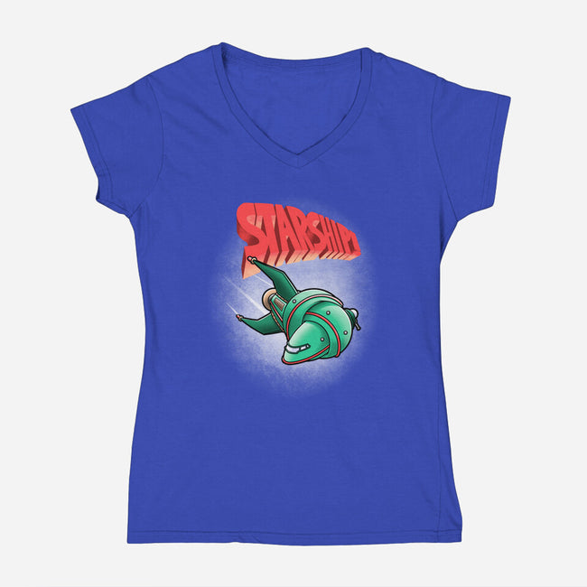 Starship-womens v-neck tee-trheewood