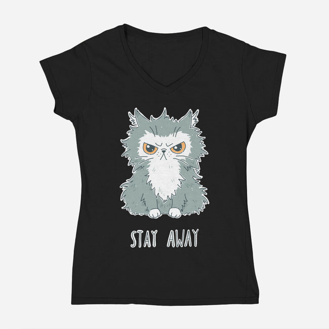 Stay Away-womens v-neck tee-freeminds