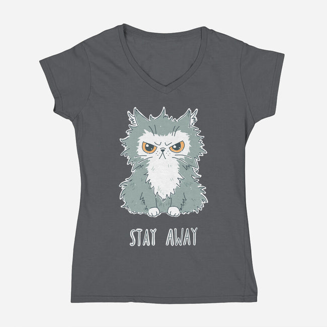 Stay Away-womens v-neck tee-freeminds
