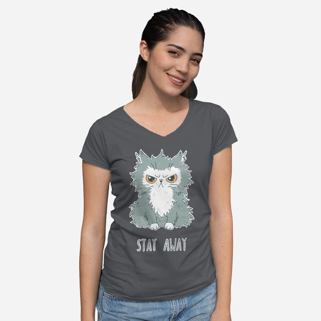 Stay Away-womens v-neck tee-freeminds