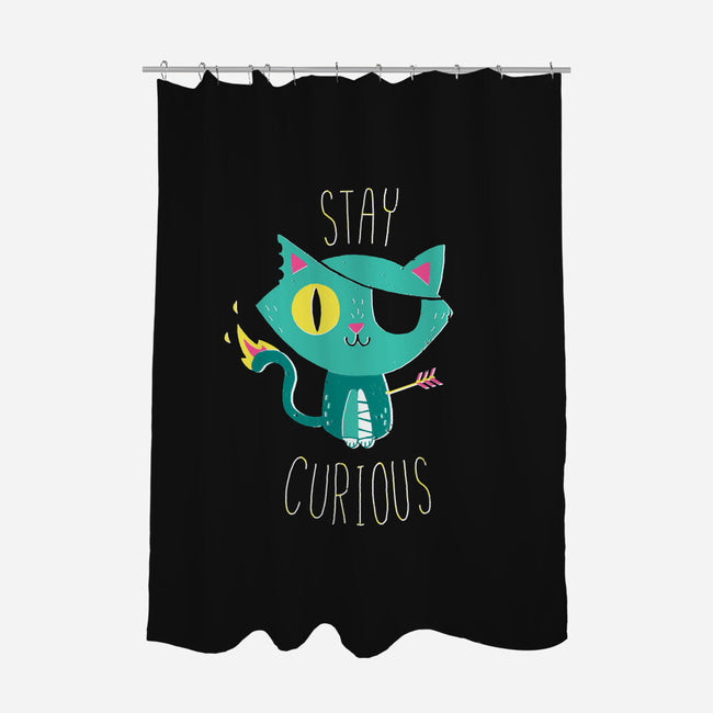 Stay Curious-none polyester shower curtain-DinoMike