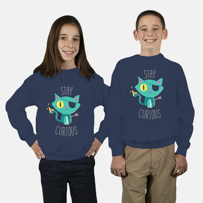 Stay Curious-youth crew neck sweatshirt-DinoMike