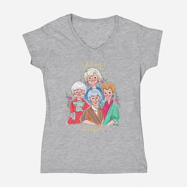 Stay Golden!-womens v-neck tee-asiadraws