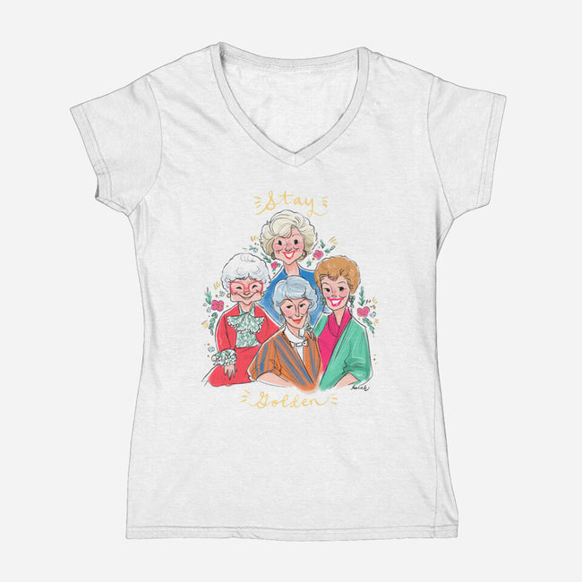 Stay Golden!-womens v-neck tee-asiadraws