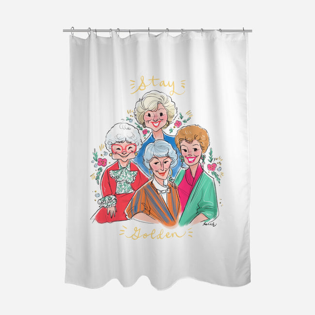 Stay Golden!-none polyester shower curtain-asiadraws