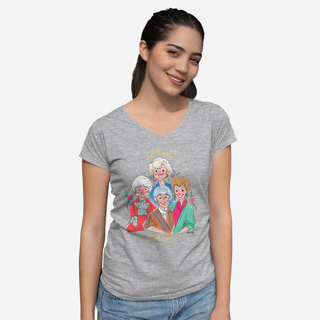 Stay Golden!-womens v-neck tee-asiadraws