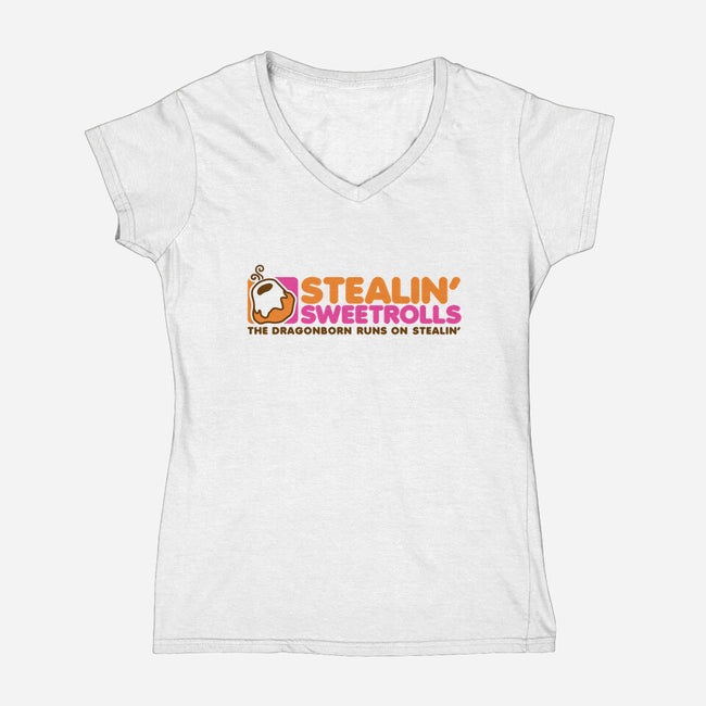 Stealin' Sweetrolls-womens v-neck tee-merimeaux