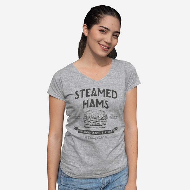 Steamed Hams-womens v-neck tee-jamesbattershill