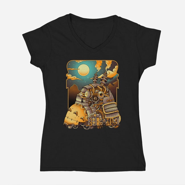 Steampunk Neighbor-womens v-neck tee-batang 9tees