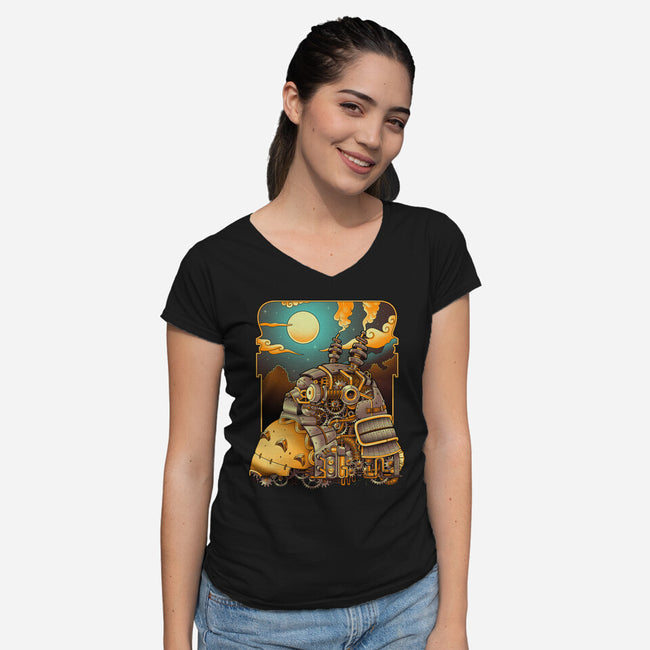 Steampunk Neighbor-womens v-neck tee-batang 9tees