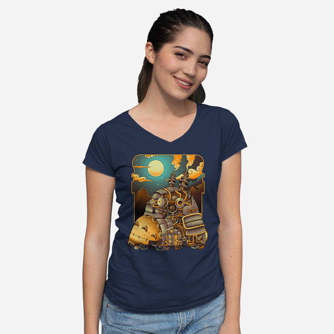 Steampunk Neighbor-womens v-neck tee-batang 9tees