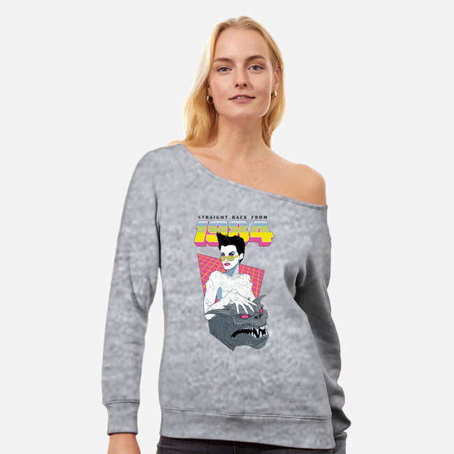Straight Back From 1984-womens off shoulder sweatshirt-SaintMasmeriz