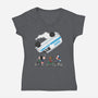 Stranger Peanuts-womens v-neck tee-Adams Pinto