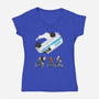 Stranger Peanuts-womens v-neck tee-Adams Pinto