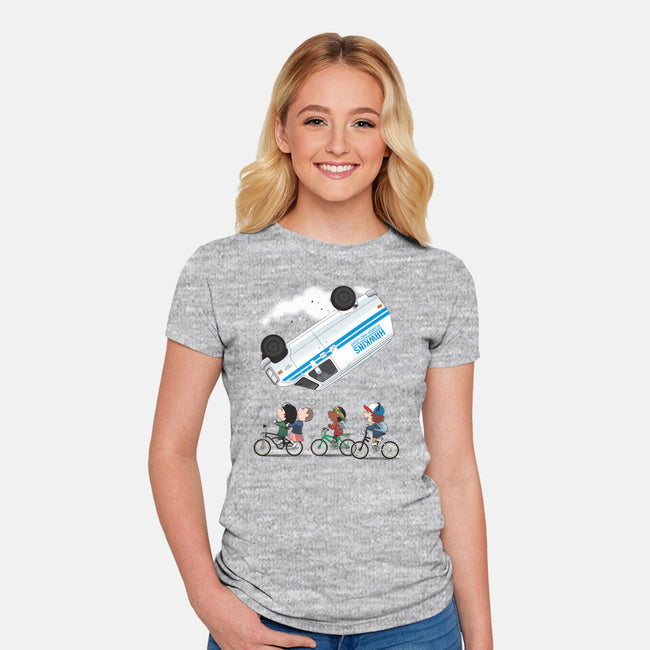 Stranger Peanuts-womens fitted tee-Adams Pinto