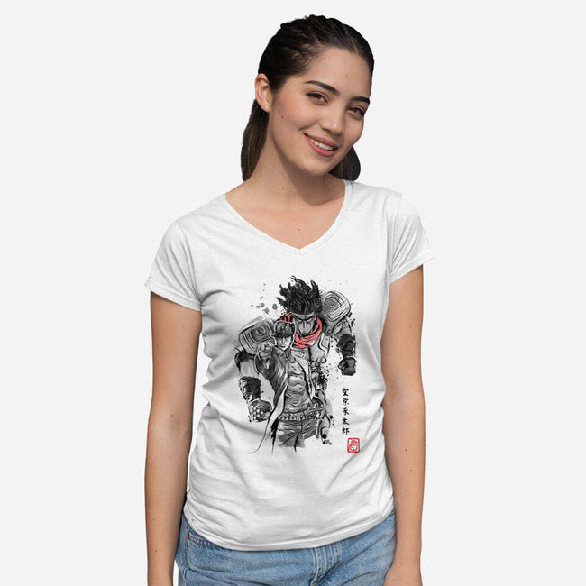 Strength, Speed and Precision-womens v-neck tee-DrMonekers