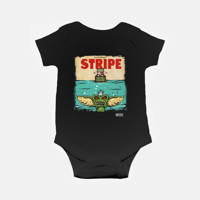 Stripe-baby basic onesie-Green Devil