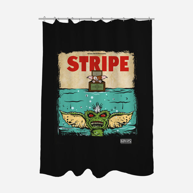 Stripe-none polyester shower curtain-Green Devil
