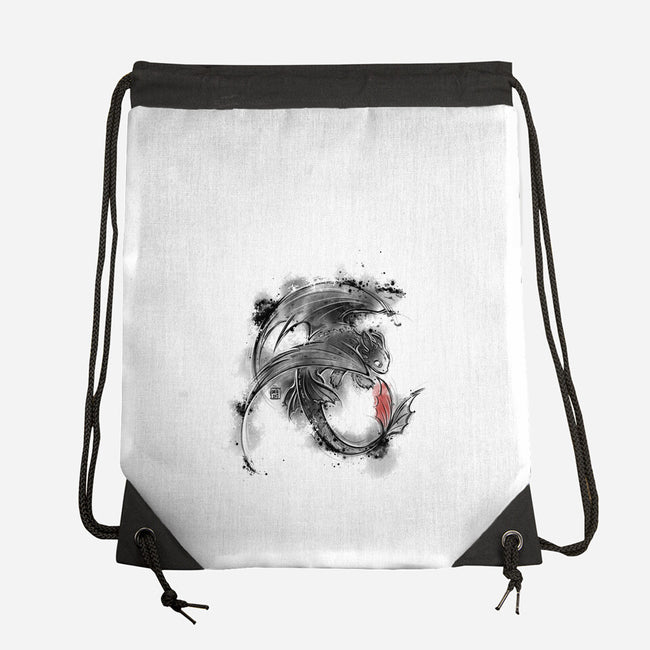 Sumi-e Fury-none drawstring bag-Daisyart-lab