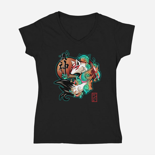 Sun Goddess-womens v-neck tee-etcherSketch