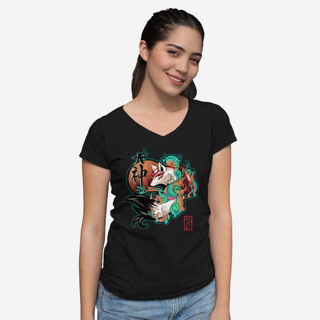 Sun Goddess-womens v-neck tee-etcherSketch