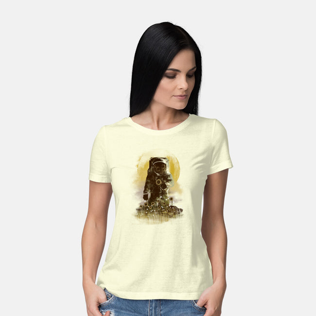 Sunflower Field-womens basic tee-dandingeroz