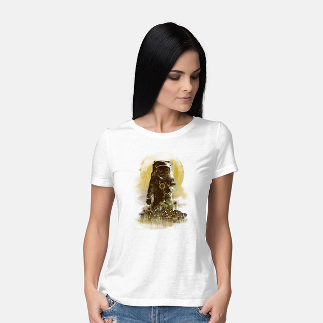 Sunflower Field-womens basic tee-dandingeroz