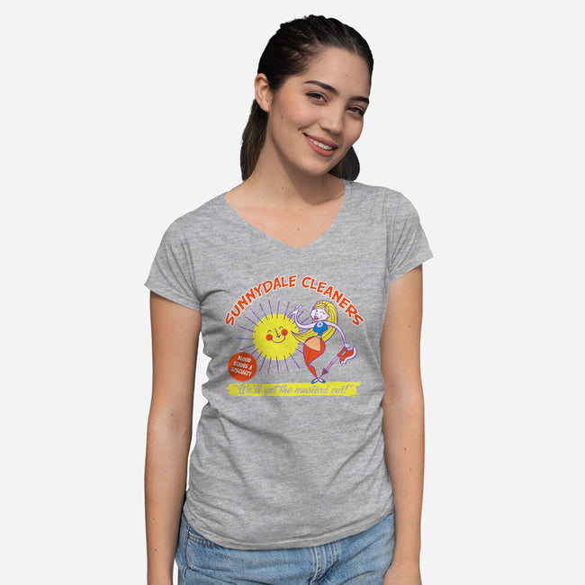 Sunnydale Cleaners-womens v-neck tee-tomkurzanski
