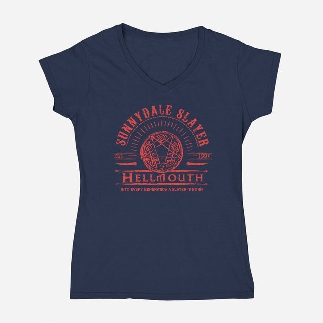 Sunnydale Slayer-womens v-neck tee-fanfreak1