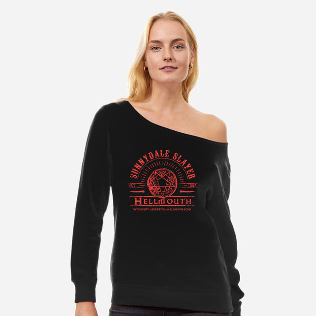 Sunnydale Slayer-womens off shoulder sweatshirt-fanfreak1
