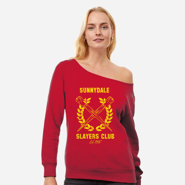 Sunnydale Slayers Club-womens off shoulder sweatshirt-stuffofkings