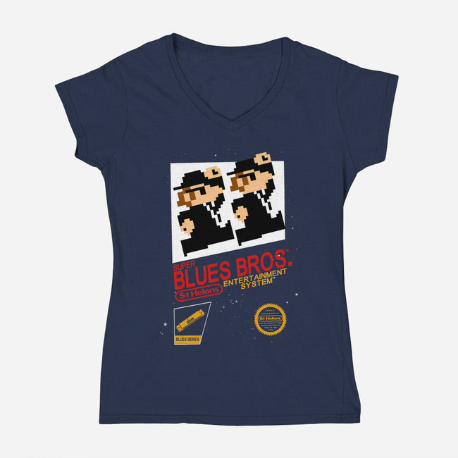 Super Blues Bros-womens v-neck tee-jango39