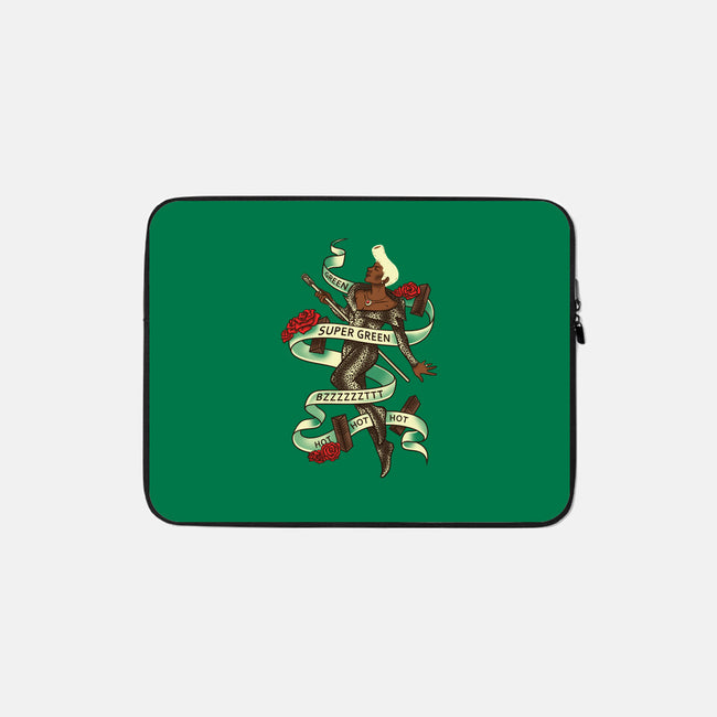 Super Green-none zippered laptop sleeve-aflagg