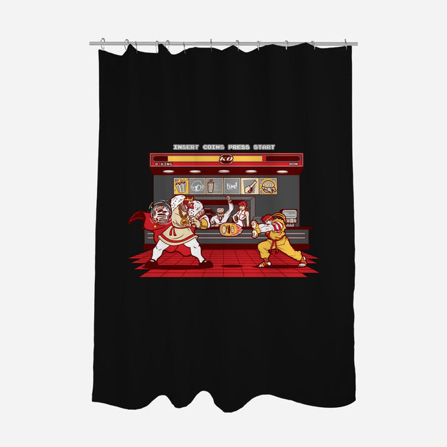 Super Meat Fighter-none polyester shower curtain-Bamboota