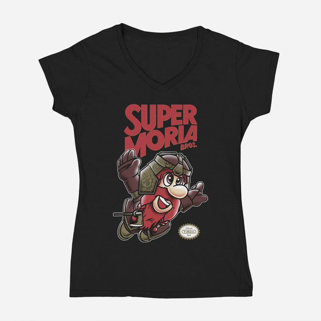 Super Moria Bros-womens v-neck tee-ddjvigo