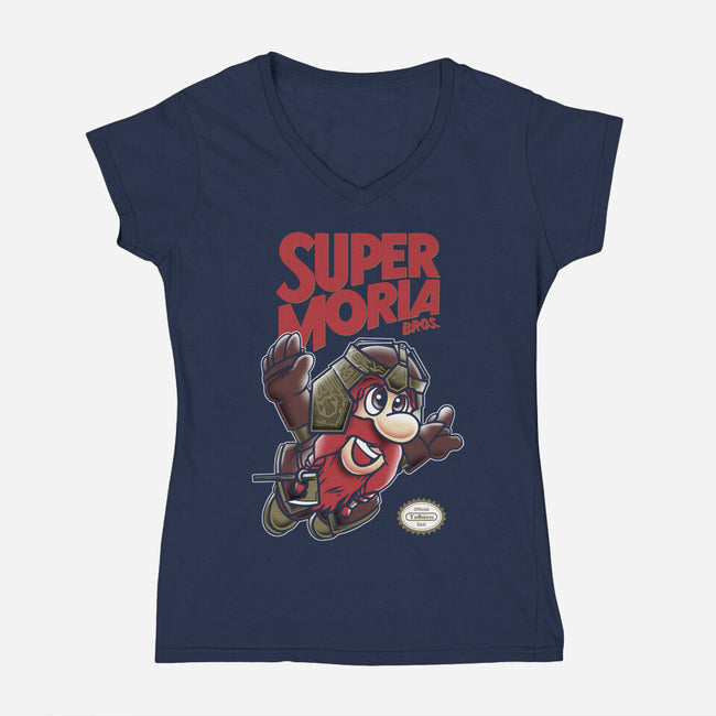 Super Moria Bros-womens v-neck tee-ddjvigo