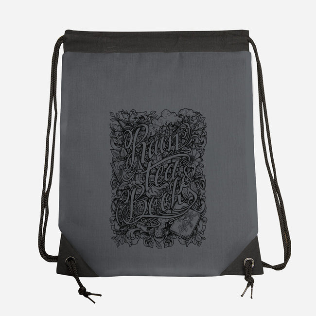Rain, Tea, & Books-none drawstring bag-MedusaD