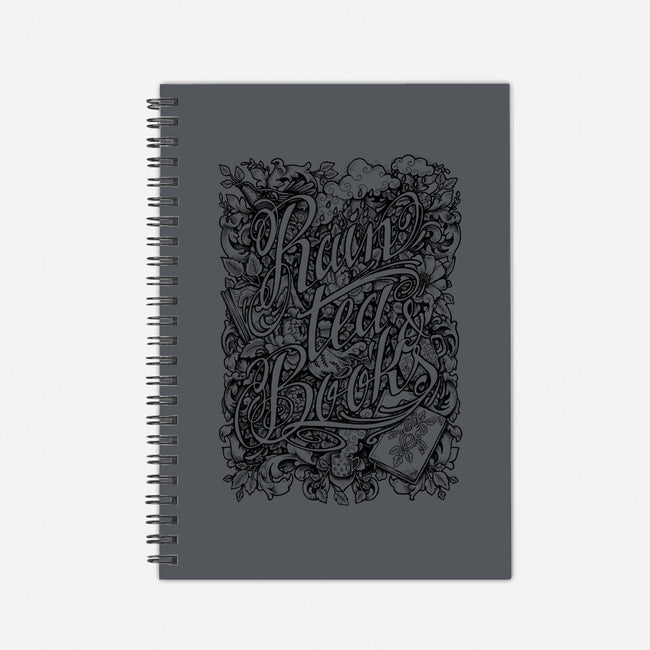 Rain, Tea, & Books-none dot grid notebook-MedusaD