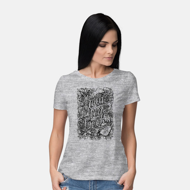Rain, Tea, & Books-womens basic tee-MedusaD