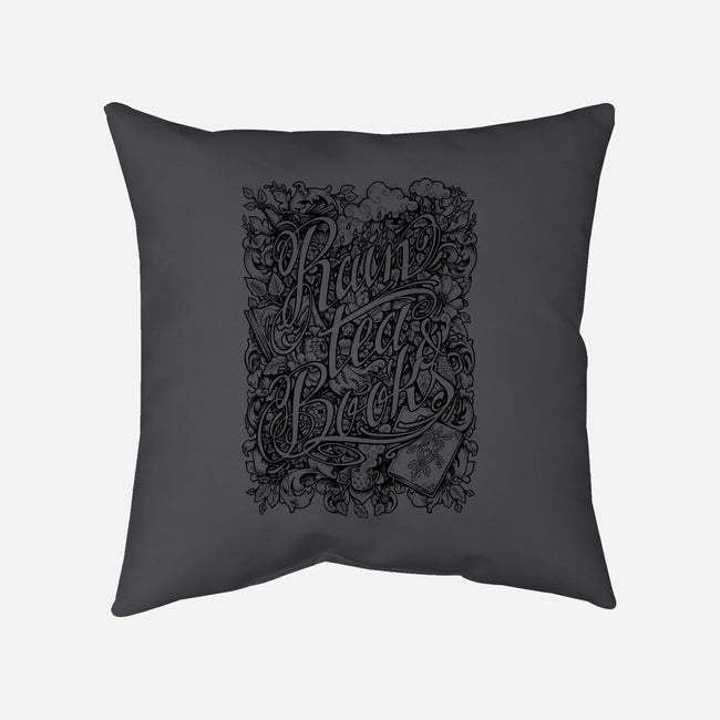 Rain, Tea, & Books-none removable cover w insert throw pillow-MedusaD