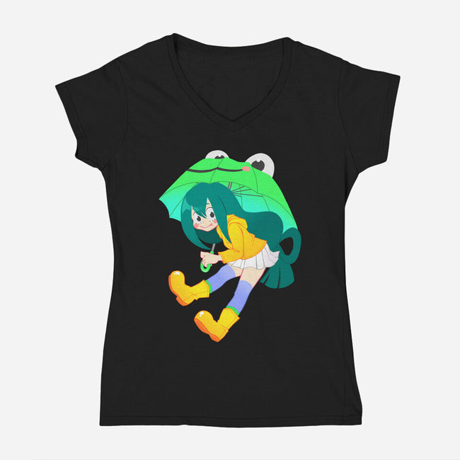 Rainy Season Hero-womens v-neck tee-Nerdy Mandy