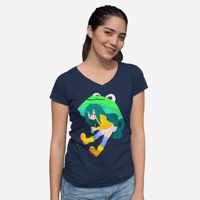 Rainy Season Hero-womens v-neck tee-Nerdy Mandy