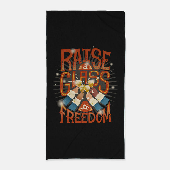 Raise A Glass To Freedom-none beach towel-risarodil