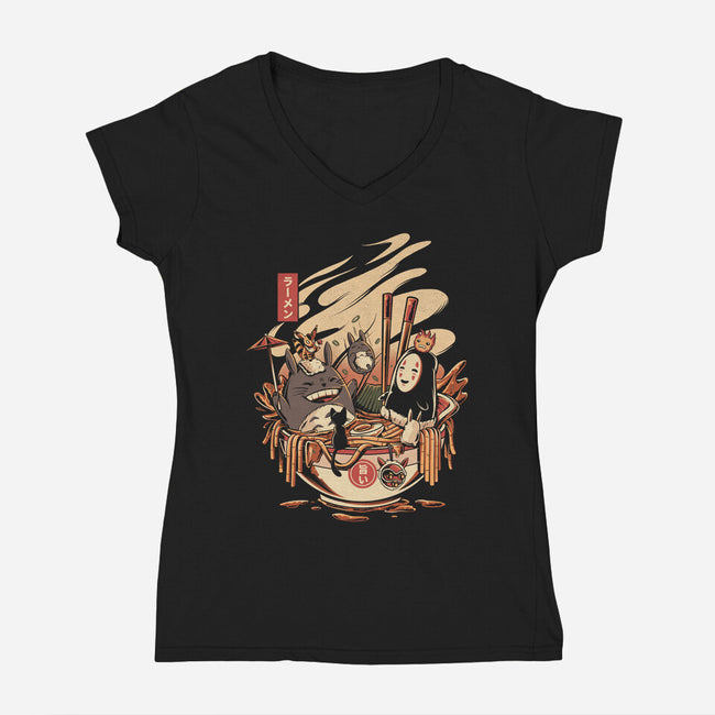 Ramen Pool Party-womens v-neck tee-ilustrata